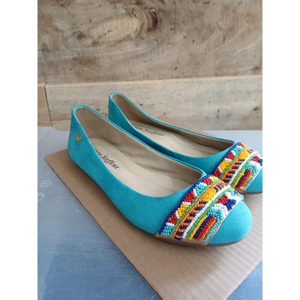 Carmen Steffens geometric beaded ballet flats womens 7-7.5